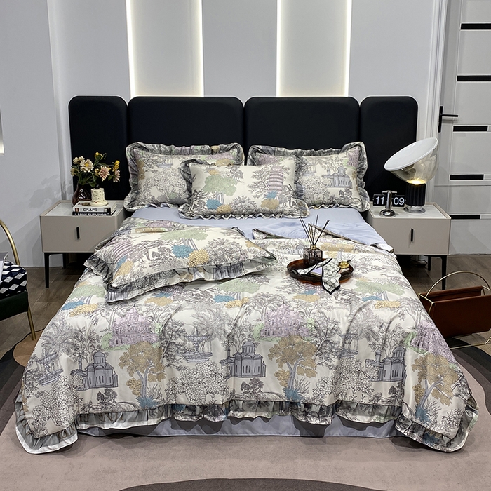 91家纺网 家纺一手货源 找家纺 宇彬家纺 2025直播新品水洗真丝冰丝双层花边天丝夏被夏天空调被夏凉被可水洗单夏被枕套三件套床单夏被四件套 浪漫庄园