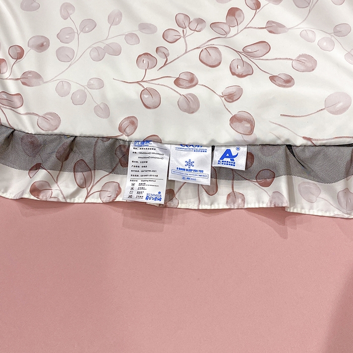 91家纺网 家纺一手货源 找家纺 宇彬家纺 2025直播新品水洗真丝冰丝双层花边天丝夏被夏天空调被夏凉被可水洗单夏被枕套三件套床单夏被四件套 迷雾森林 粉