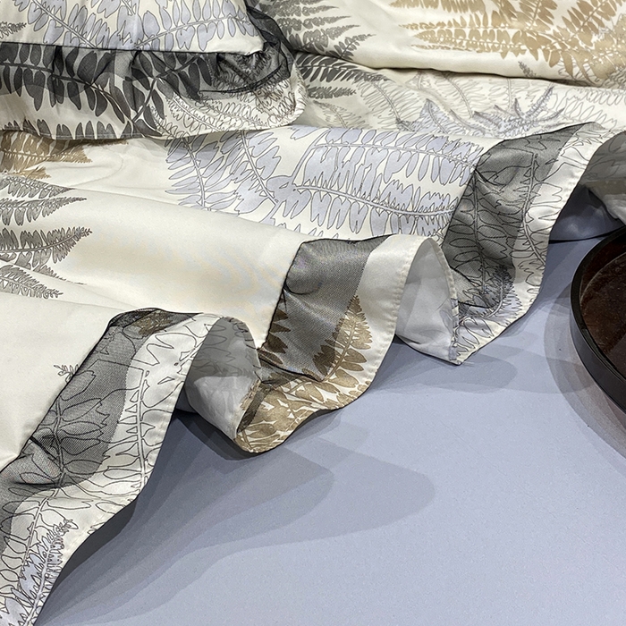 91家纺网 家纺一手货源 找家纺 宇彬家纺 2025直播新品水洗真丝冰丝双层花边天丝夏被夏天空调被夏凉被可水洗单夏被枕套三件套床单夏被四件套 暮光森林 灰