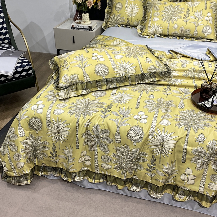 91家纺网 家纺一手货源 找家纺 宇彬家纺 2025直播新品水洗真丝冰丝双层花边天丝夏被夏天空调被夏凉被可水洗单夏被枕套三件套床单夏被四件套 热带雨林