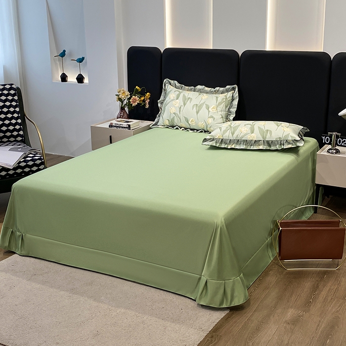 91家纺网 家纺一手货源 找家纺 宇彬家纺 2025直播新品水洗真丝冰丝双层花边天丝夏被夏天空调被夏凉被可水洗单夏被枕套三件套床单夏被四件套 香郁（绿）