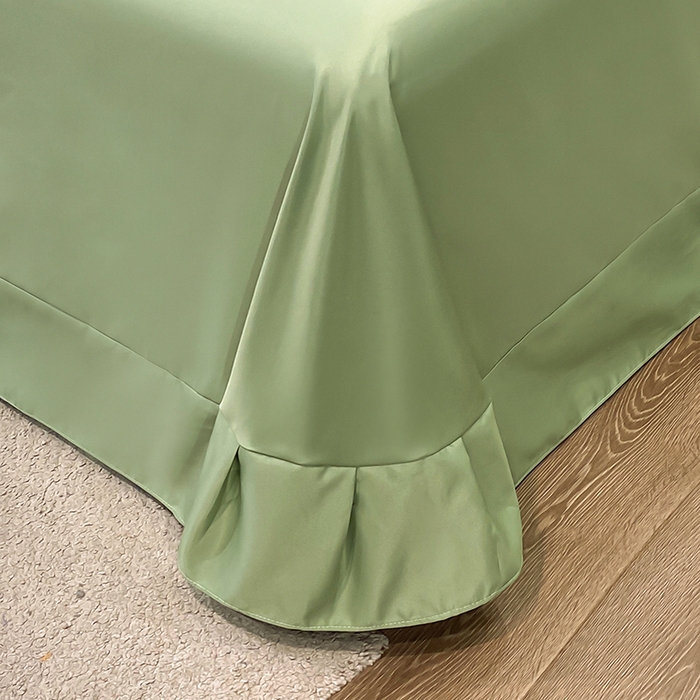 91家纺网 家纺一手货源 找家纺 宇彬家纺 2025直播新品水洗真丝冰丝双层花边天丝夏被夏天空调被夏凉被可水洗单夏被枕套三件套床单夏被四件套 香郁（绿）