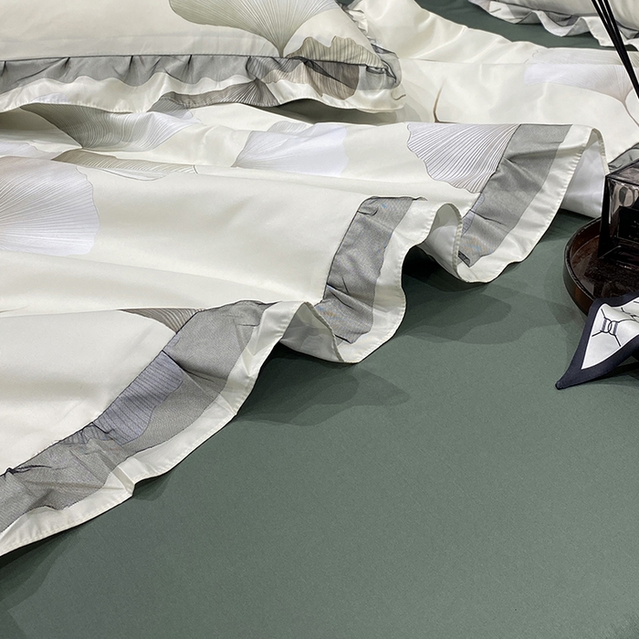 91家纺网 家纺一手货源 找家纺 宇彬家纺 2025直播新品水洗真丝冰丝双层花边天丝夏被夏天空调被夏凉被可水洗单夏被枕套三件套床单夏被四件套 银杏