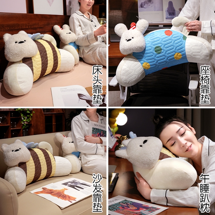 91家纺网 家纺一手货源 找家纺 仟亿莱 2025新款立体趴趴小狗乳胶腰靠 乳胶立体蜜蜂西高地