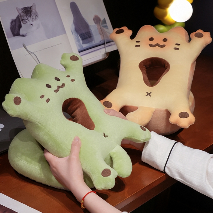 91家纺网 家纺一手货源 找家纺 （总）仟亿莱 2025新款喵咪烤面包冰豆豆双面午睡枕