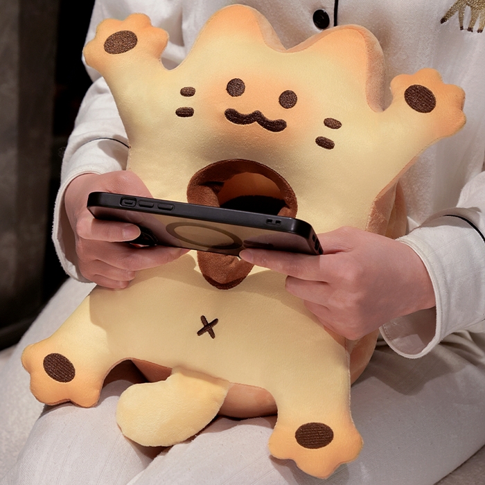 91家纺网 家纺一手货源 找家纺 （总）仟亿莱 2025新款喵咪烤面包冰豆豆双面午睡枕