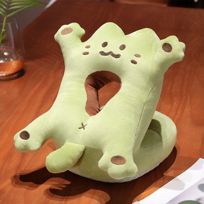 91家纺网 家纺一手货源 找家纺 仟亿莱 2025新款喵咪烤面包冰豆豆双面午睡枕 抹茶味双面喵喵