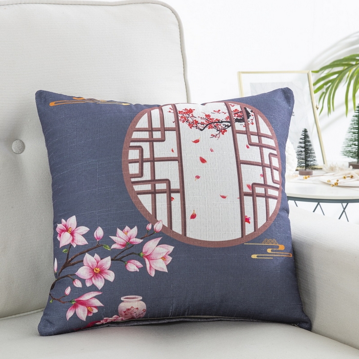 91家纺网 家纺一手货源 找家纺 雅晨枕芯 2025新款新中式三水名族风客厅靠垫沙发靠垫枕奢华时尚飘窗枕 灰色