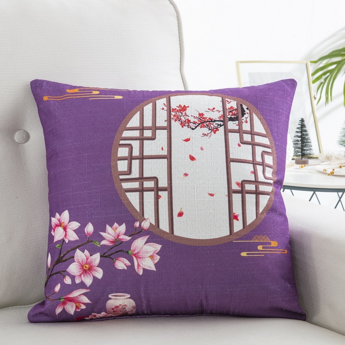 91家纺网 家纺一手货源 找家纺 雅晨枕芯 2025新款新中式三水名族风客厅靠垫沙发靠垫枕奢华时尚飘窗枕 紫色