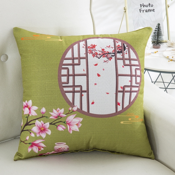 91家纺网 家纺一手货源 找家纺 雅晨枕芯 2025新款新中式三水名族风客厅靠垫沙发靠垫枕奢华时尚飘窗枕 绿色