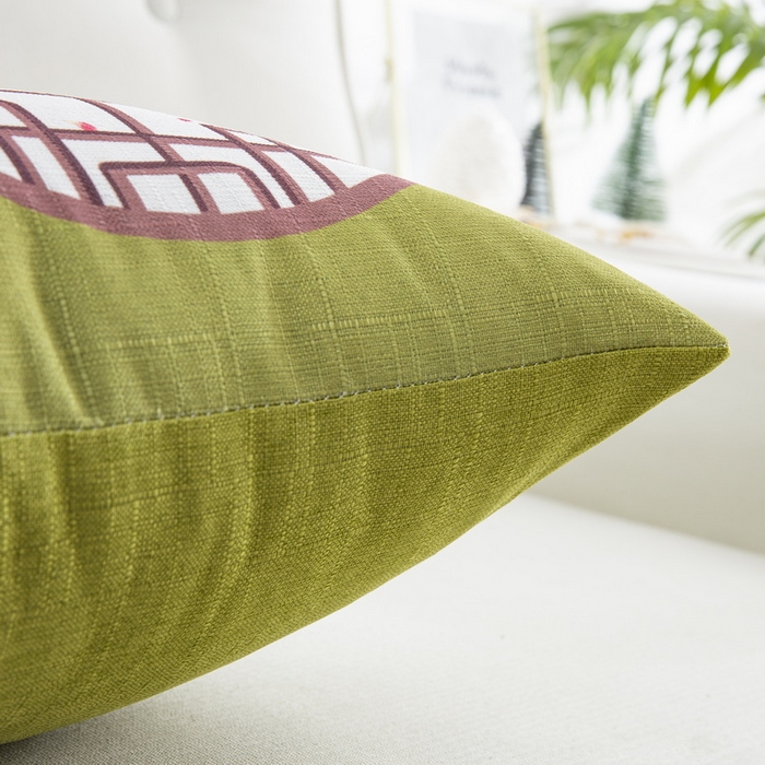 91家纺网 家纺一手货源 找家纺 雅晨枕芯 2025新款新中式三水名族风客厅靠垫沙发靠垫枕奢华时尚飘窗枕 绿色