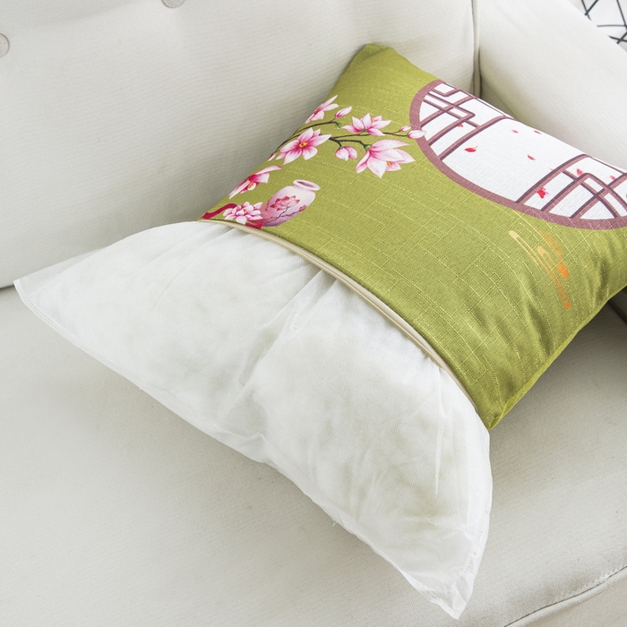 91家纺网 家纺一手货源 找家纺 雅晨枕芯 2025新款新中式三水名族风客厅靠垫沙发靠垫枕奢华时尚飘窗枕 绿色