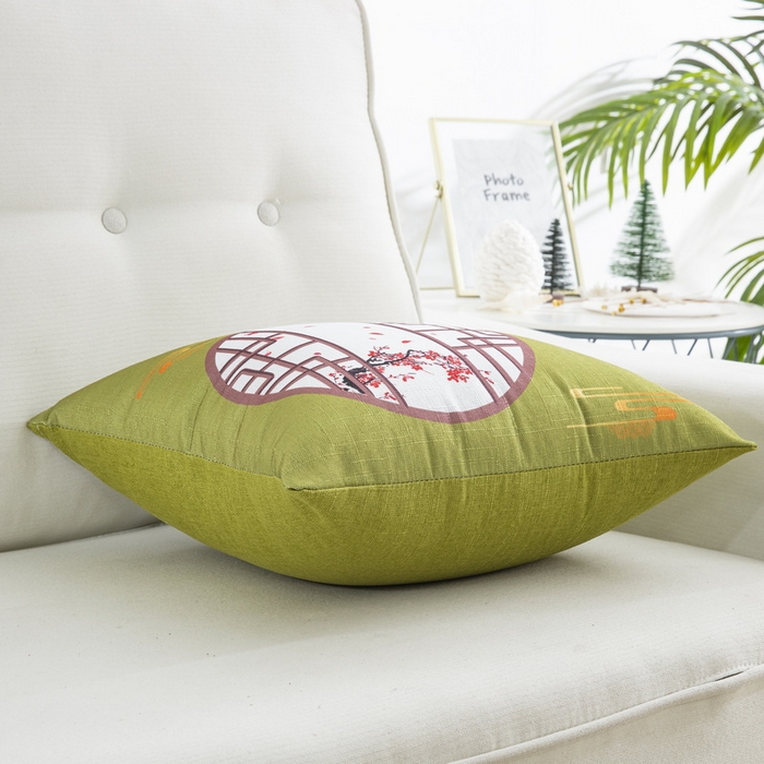 91家纺网 家纺一手货源 找家纺 雅晨枕芯 2025新款新中式三水名族风客厅靠垫沙发靠垫枕奢华时尚飘窗枕 绿色