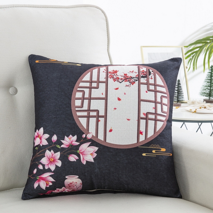 雅晨枕芯 2025新款新中式三水名族风客厅靠垫沙发靠垫枕奢华时尚飘窗枕 黑色