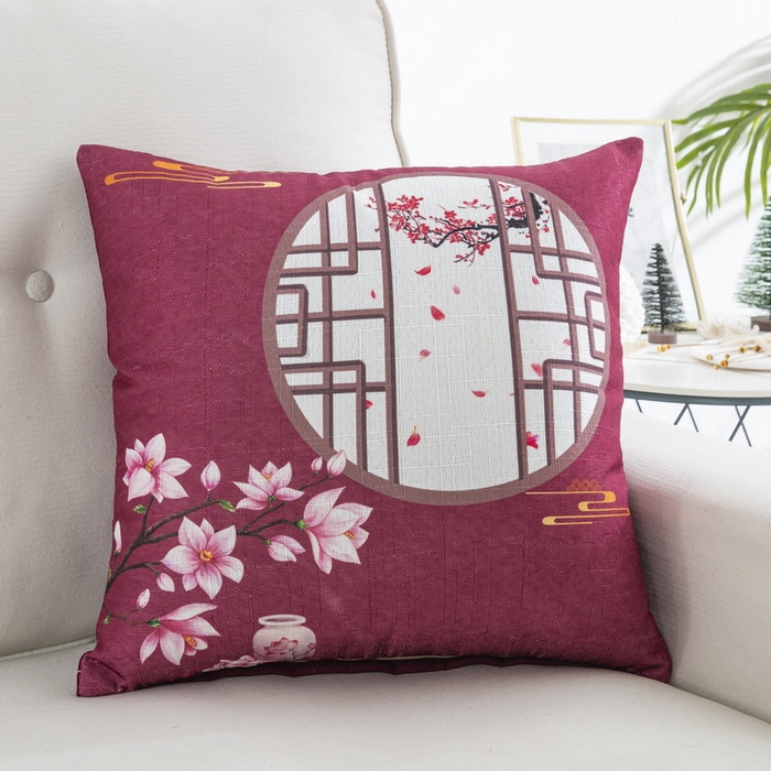 雅晨枕芯 2025新款新中式三水名族风客厅靠垫沙发靠垫枕奢华时尚飘窗枕 红色