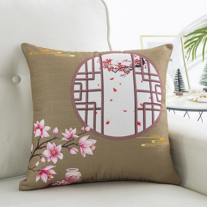 雅晨枕芯 2025新款新中式三水名族风客厅靠垫沙发靠垫枕奢华时尚飘窗枕 浅咖