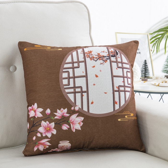 雅晨枕芯 2025新款新中式三水名族风客厅靠垫沙发靠垫枕奢华时尚飘窗枕 深咖