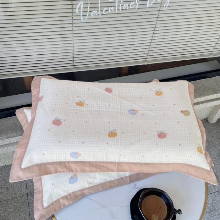 91家纺网 家纺一手货源 找家纺 棉生活家纺 2025春夏新款A类全棉纯棉儿童纱布单枕套 枕套单件 南瓜派