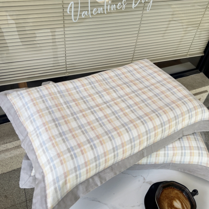 棉生活家纺 2025春夏新款A类全棉纯棉儿童纱布单枕套 枕套单件 二丁目