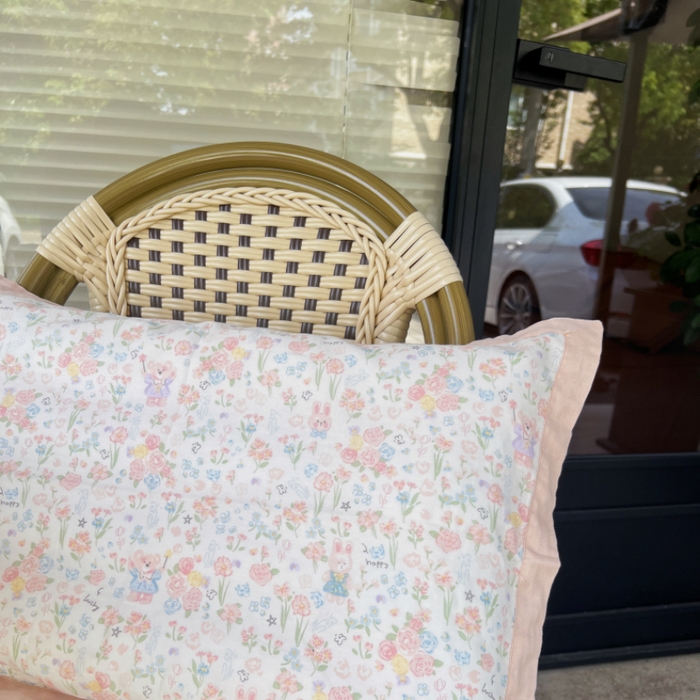 91家纺网 家纺一手货源 找家纺 棉生活家纺 2025春夏新款A类全棉纯棉儿童纱布单枕套 枕套单件 乖乖兔