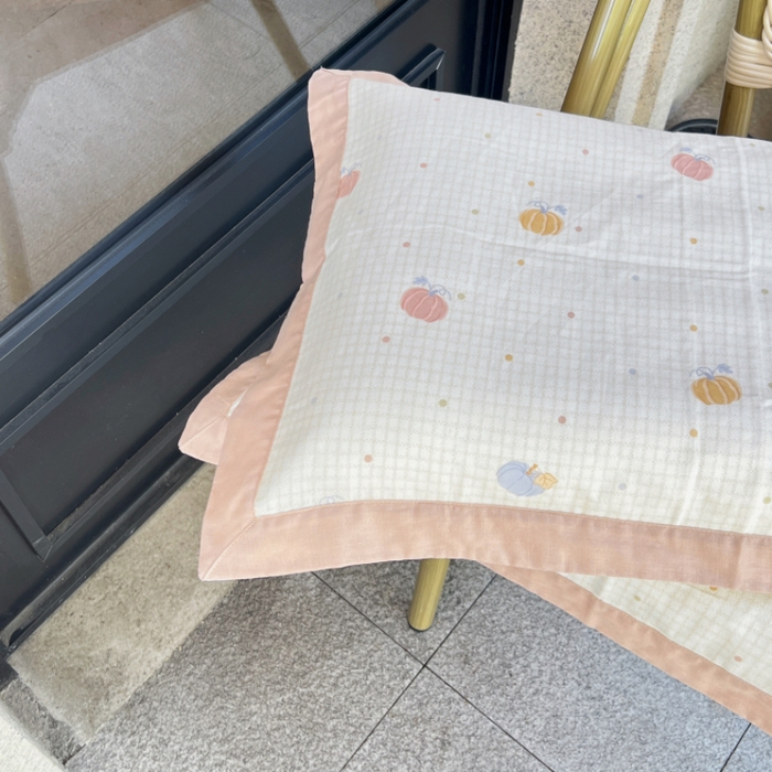 91家纺网 家纺一手货源 找家纺 棉生活家纺 2025春夏新款A类全棉纯棉儿童纱布单枕套 枕套单件 南瓜派