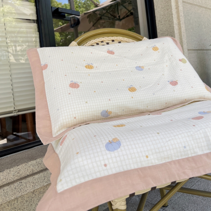 91家纺网 家纺一手货源 找家纺 棉生活家纺 2025春夏新款A类全棉纯棉儿童纱布单枕套 枕套单件 南瓜派