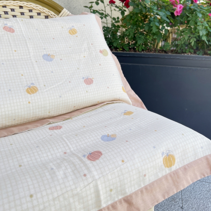 91家纺网 家纺一手货源 找家纺 棉生活家纺 2025春夏新款A类全棉纯棉儿童纱布单枕套 枕套单件 南瓜派