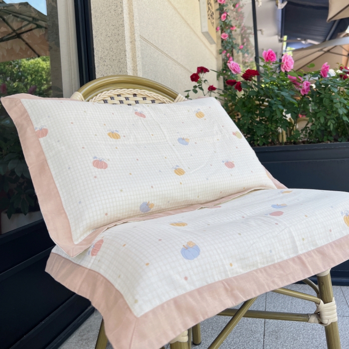 91家纺网 家纺一手货源 找家纺 棉生活家纺 2025春夏新款A类全棉纯棉儿童纱布单枕套 枕套单件 南瓜派