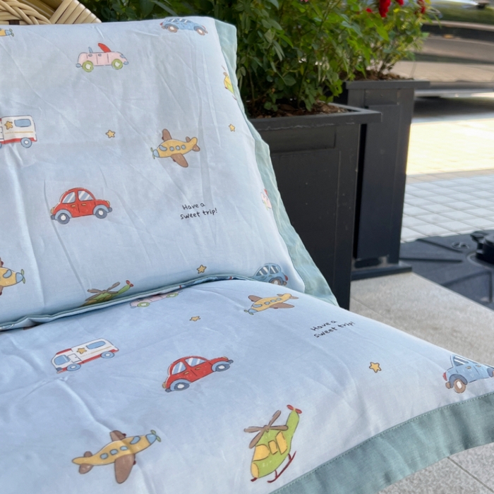 91家纺网 家纺一手货源 找家纺 棉生活家纺 2025春夏新款A类全棉纯棉儿童纱布单枕套 枕套单件 小汽车