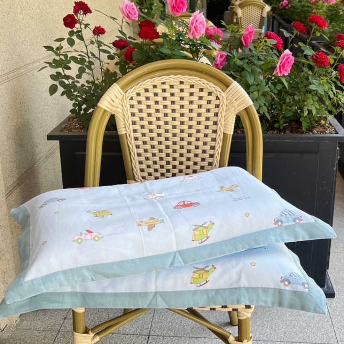 91家纺网 家纺一手货源 找家纺 棉生活家纺 2025春夏新款A类全棉纯棉儿童纱布单枕套 枕套单件 小汽车