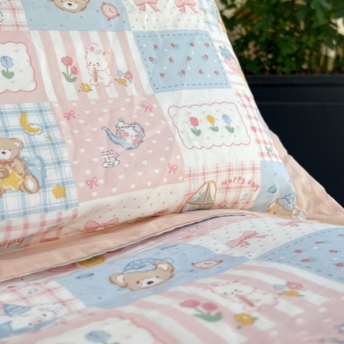 91家纺网 家纺一手货源 找家纺 棉生活家纺 2025春夏新款A类全棉纯棉儿童纱布单枕套 枕套单件 小熊