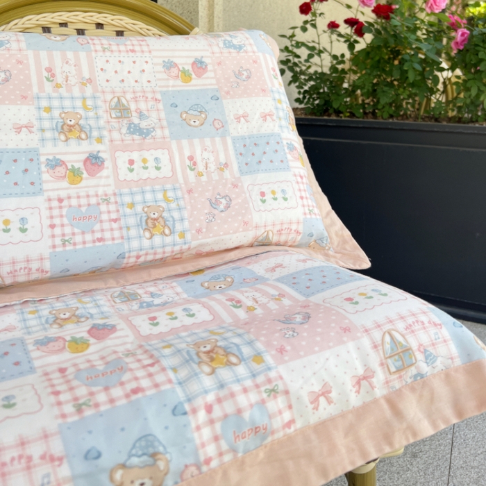 91家纺网 家纺一手货源 找家纺 棉生活家纺 2025春夏新款A类全棉纯棉儿童纱布单枕套 枕套单件 小熊