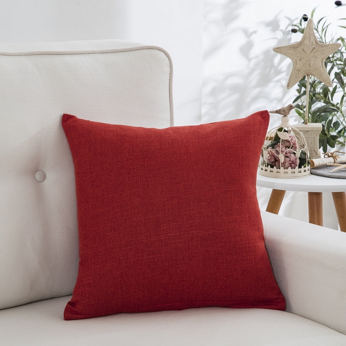 91家纺网 家纺一手货源 找家纺 雅晨枕芯 2025新款现代简约竹节麻抱枕居家沙发客厅靠垫抱枕套 酒红