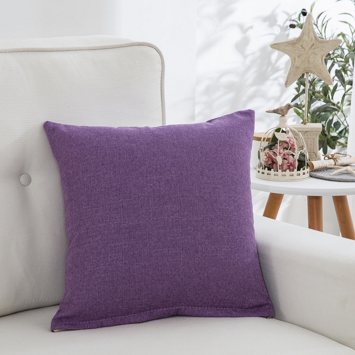 雅晨枕芯 2025新款现代简约竹节麻抱枕居家沙发客厅靠垫抱枕套 紫色