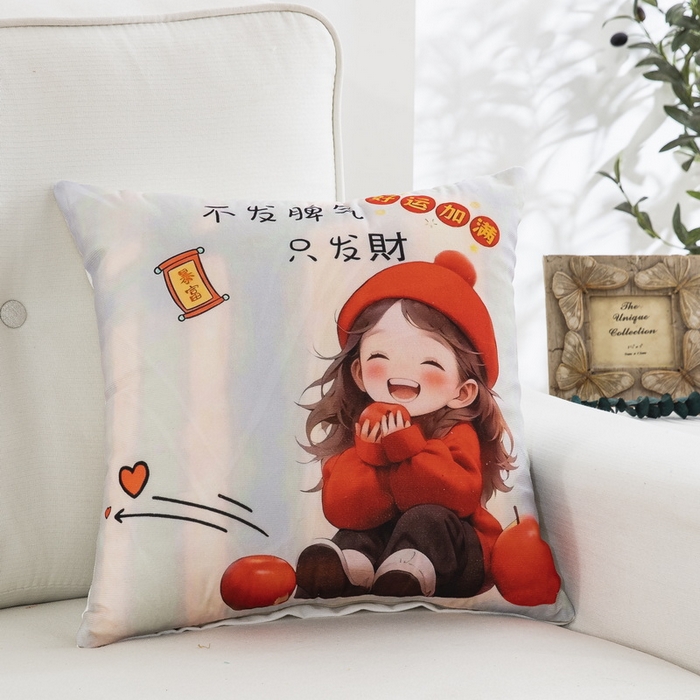 雅晨枕芯 2025新款卡通抱枕沙发客厅靠枕宿舍卧室靠背午觉办公护腰枕 快乐女孩
