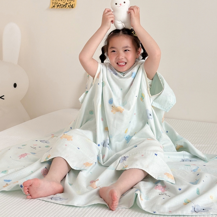 91家纺网 家纺一手货源 找家纺 （总）BOSS 2025新款全棉有氧双层纱多功能防踢盖毯被