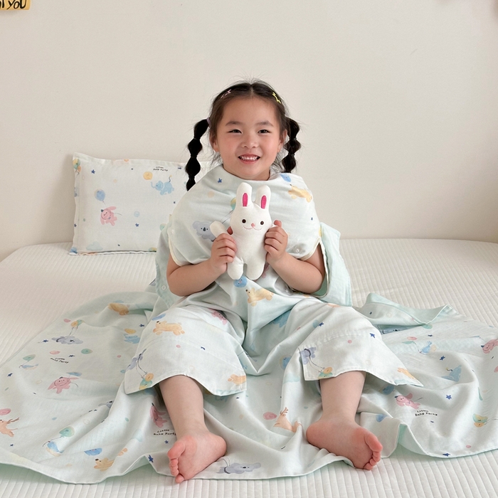 91家纺网 家纺一手货源 找家纺 （总）BOSS 2025新款全棉有氧双层纱多功能防踢盖毯被