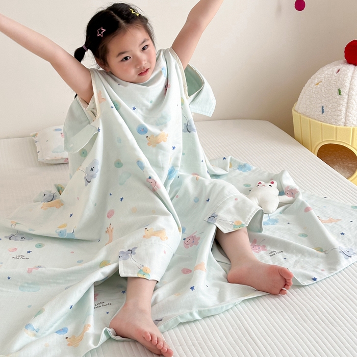 91家纺网 家纺一手货源 找家纺 （总）BOSS 2025新款全棉有氧双层纱多功能防踢盖毯被