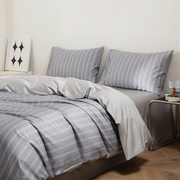 ONE TWO ONE 121 2025新款A类长绒棉纯棉高支高密高工贡缎数码印花（小cr ）四件套-巴黎时尚 （标准不得低于268元，加大不低于288元） 雅灰