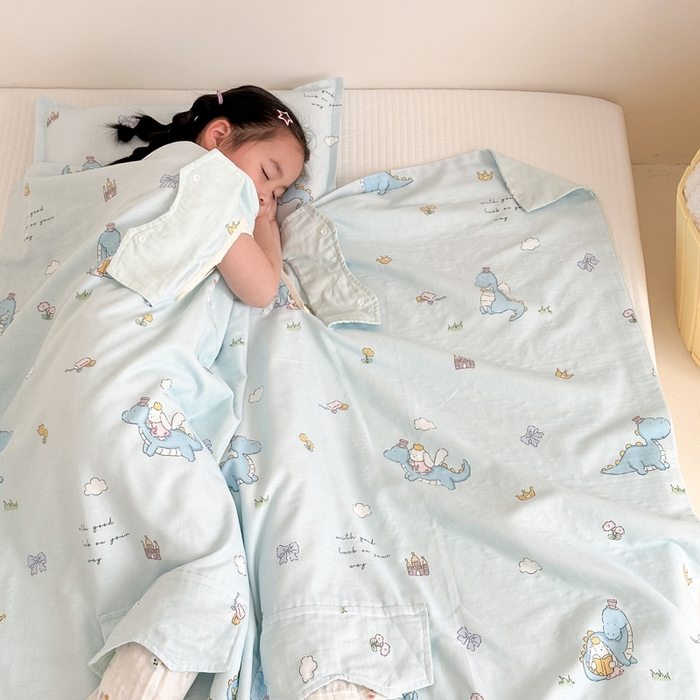 91家纺网 家纺一手货源 找家纺 （总）BOSS 2025新款全棉有氧双层纱多功能防踢盖毯被