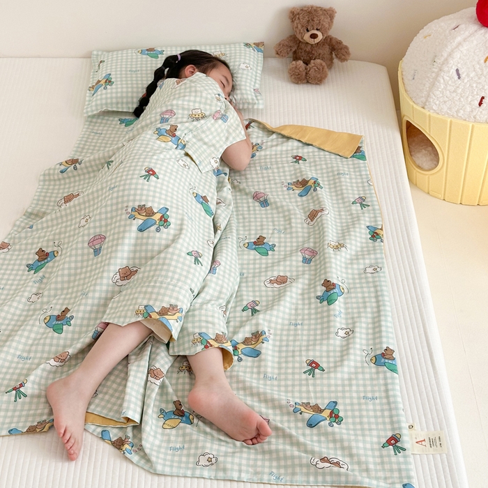 91家纺网 家纺一手货源 找家纺 （总）BOSS 2025新款全棉有氧双层纱多功能防踢盖毯被