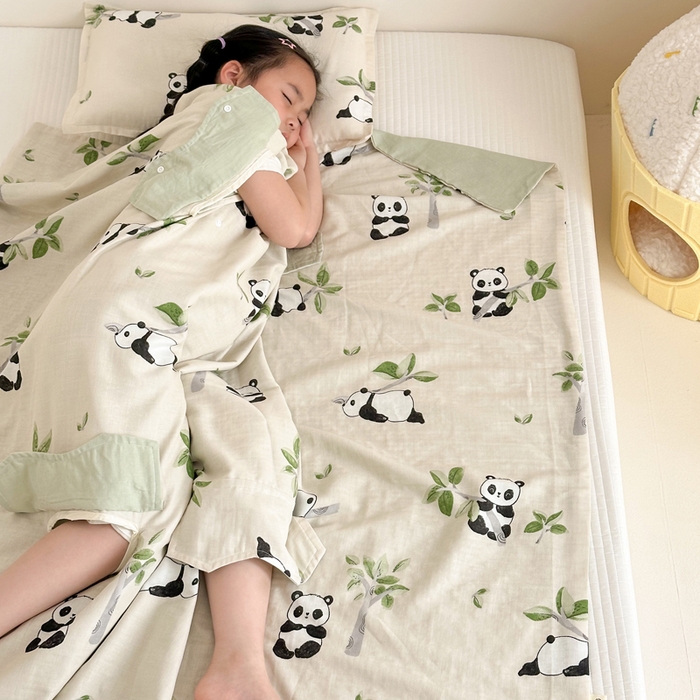 91家纺网 家纺一手货源 找家纺 （总）BOSS 2025新款全棉有氧双层纱多功能防踢盖毯被