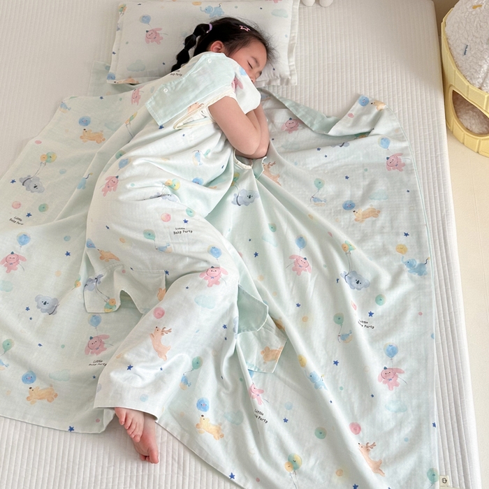 BOSS 2025新款全棉有氧双层纱多功能防踢盖毯被 飞天奇遇