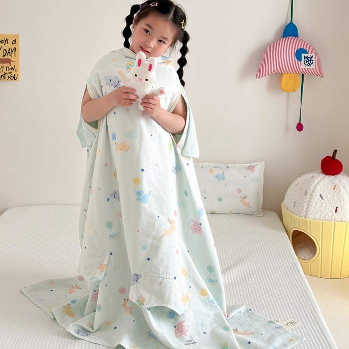 91家纺网 家纺一手货源 找家纺 BOSS 2025新款全棉有氧双层纱多功能防踢盖毯被 飞天奇遇