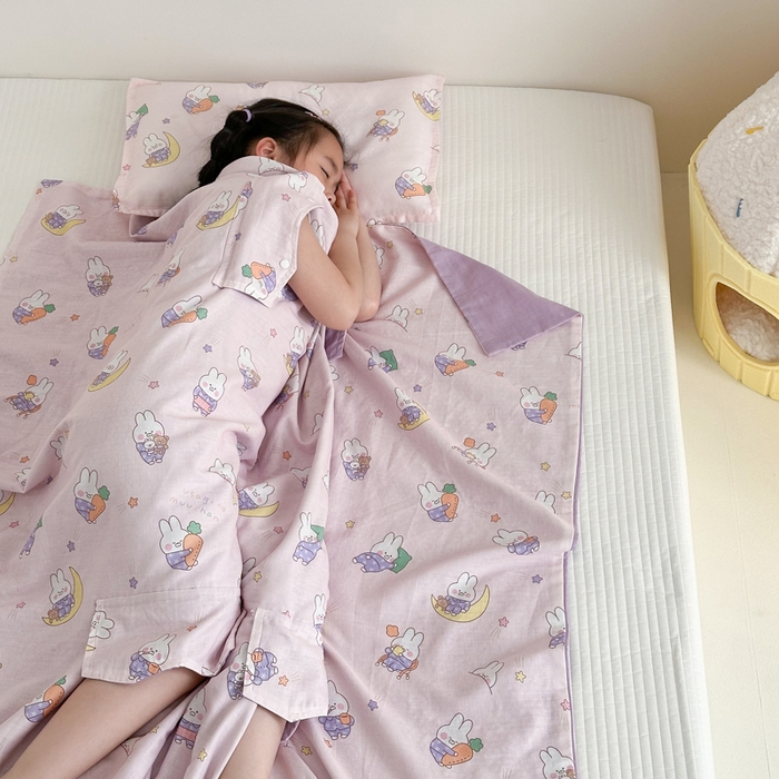 BOSS 2025新款全棉有氧双层纱多功能防踢盖毯被 晚安兔