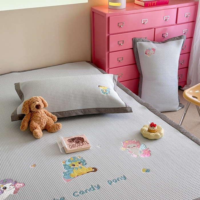 91家纺网 家纺一手货源 找家纺 柚子YOUTH 2025新款中分子华夫格凉感凉席 宝莉