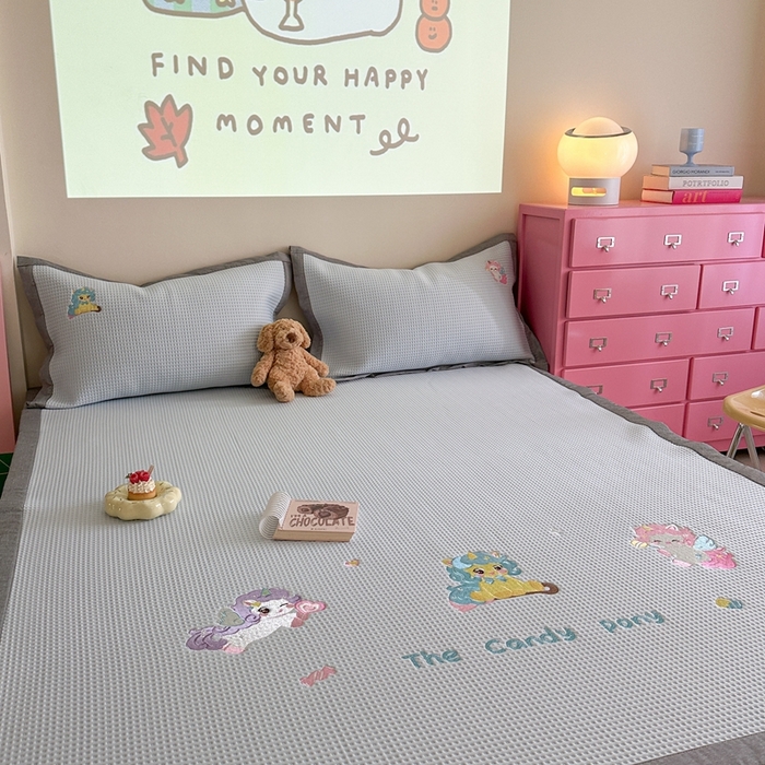 91家纺网 家纺一手货源 找家纺 柚子YOUTH 2025新款中分子华夫格凉感凉席 宝莉