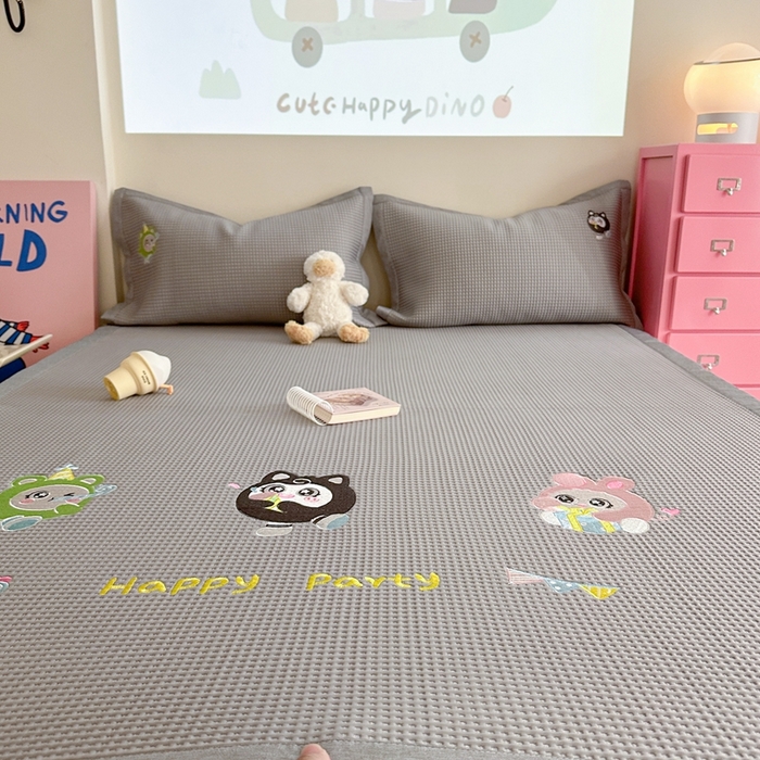 91家纺网 家纺一手货源 找家纺 柚子YOUTH 2025新款中分子华夫格凉感凉席 蛋仔派对