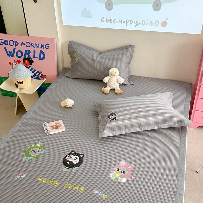 91家纺网 家纺一手货源 找家纺 柚子YOUTH 2025新款中分子华夫格凉感凉席 蛋仔派对