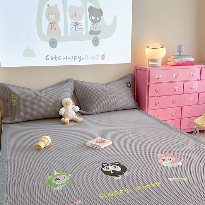 91家纺网 家纺一手货源 找家纺 柚子YOUTH 2025新款中分子华夫格凉感凉席 蛋仔派对